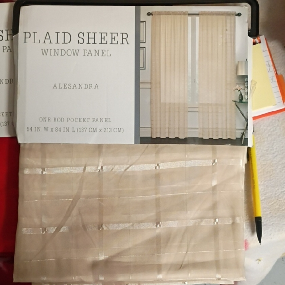 Plaid Sheer Window Panel - Cream